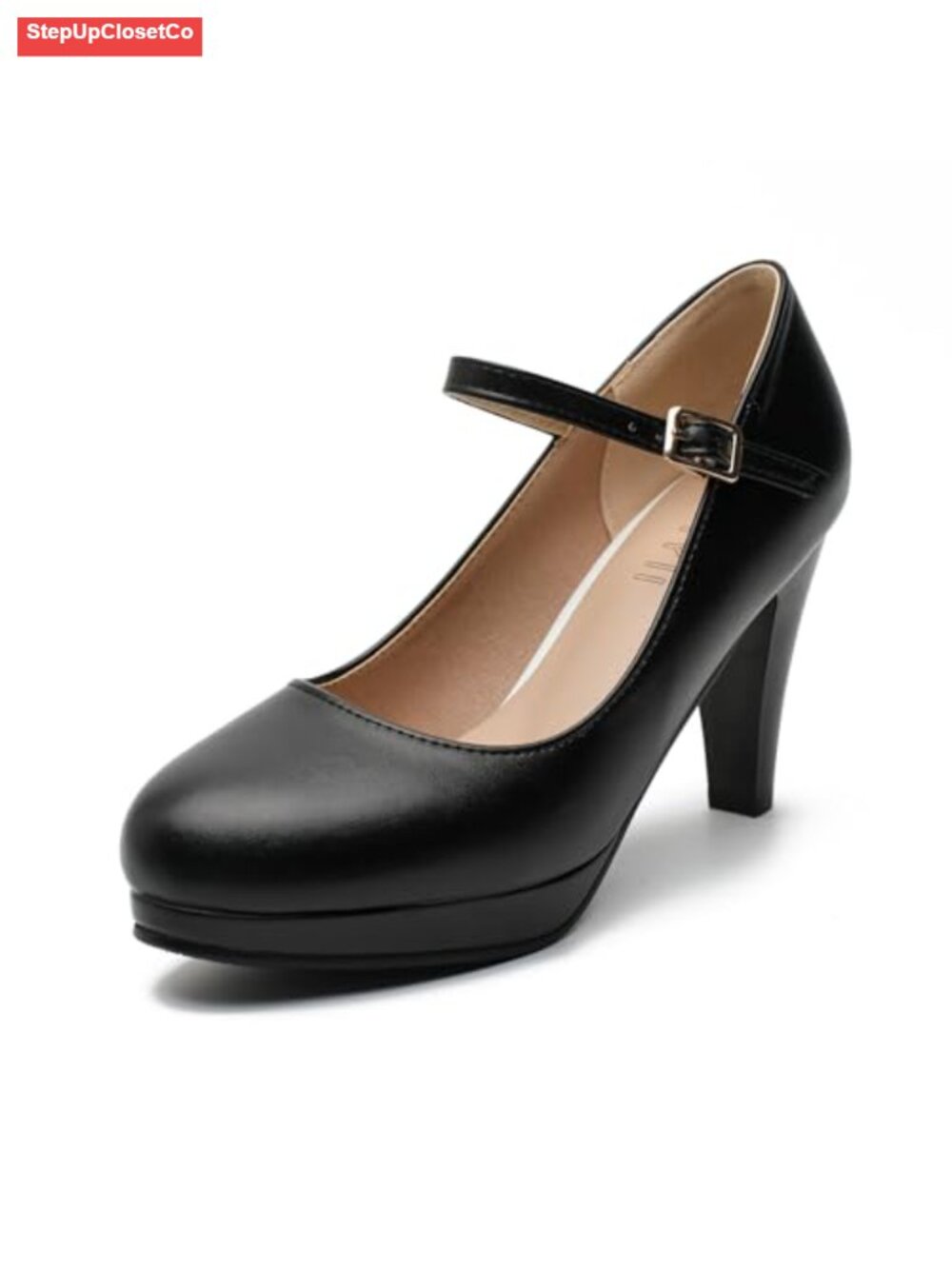 Mary Jane Platform Pumps Adjustable Ankle Strap Round Toe Dress Heels